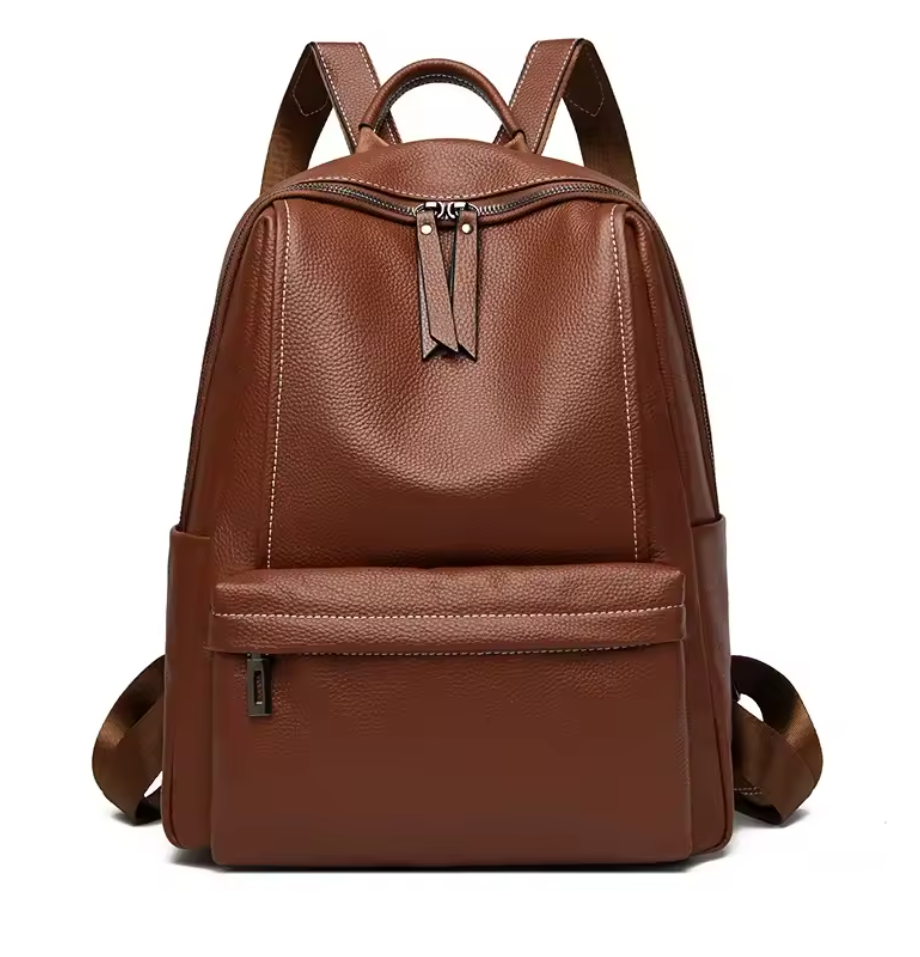 Sac à Dos en Cuir Véritable Souple – Élégance Décontractée & Grande Capacité