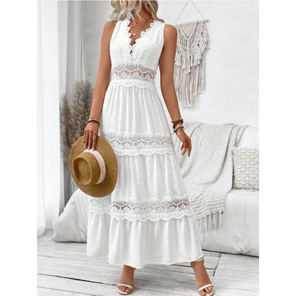 Robe Longue en Dentelle Blanche