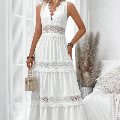 Robe Longue en Dentelle Blanche