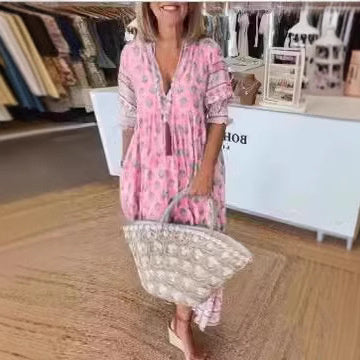 Robe Longue Boho à Pompons