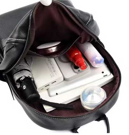 Sac à Dos en Cuir Véritable Souple – Élégance Décontractée & Grande Capacité